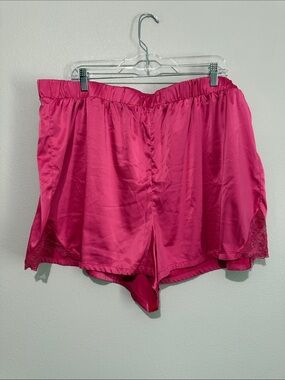 Silky Lace-Trim Sleep Shorts - Pink